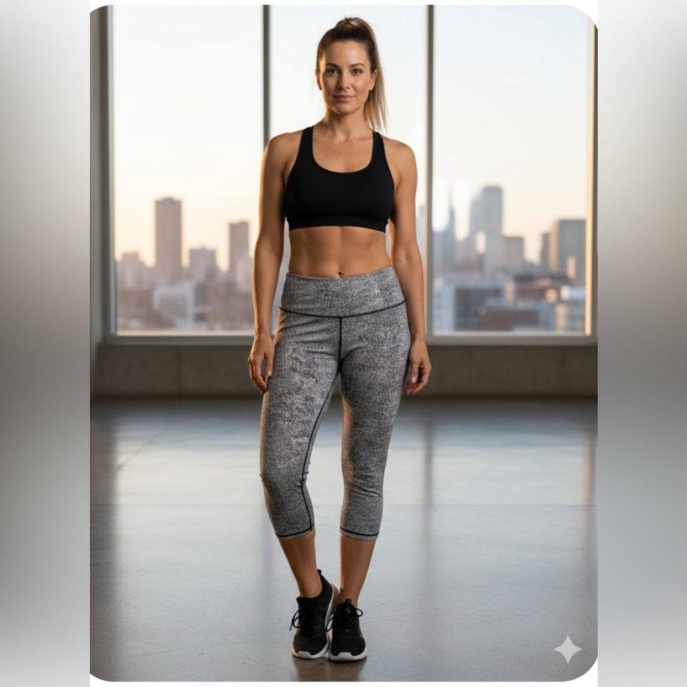 RBX live life active Women’s cropped black/white Leggings Size XL